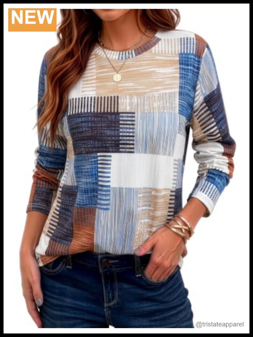 Womens Long Sleeve Crewneck Floral Print T Shirt Regular Fit Casual